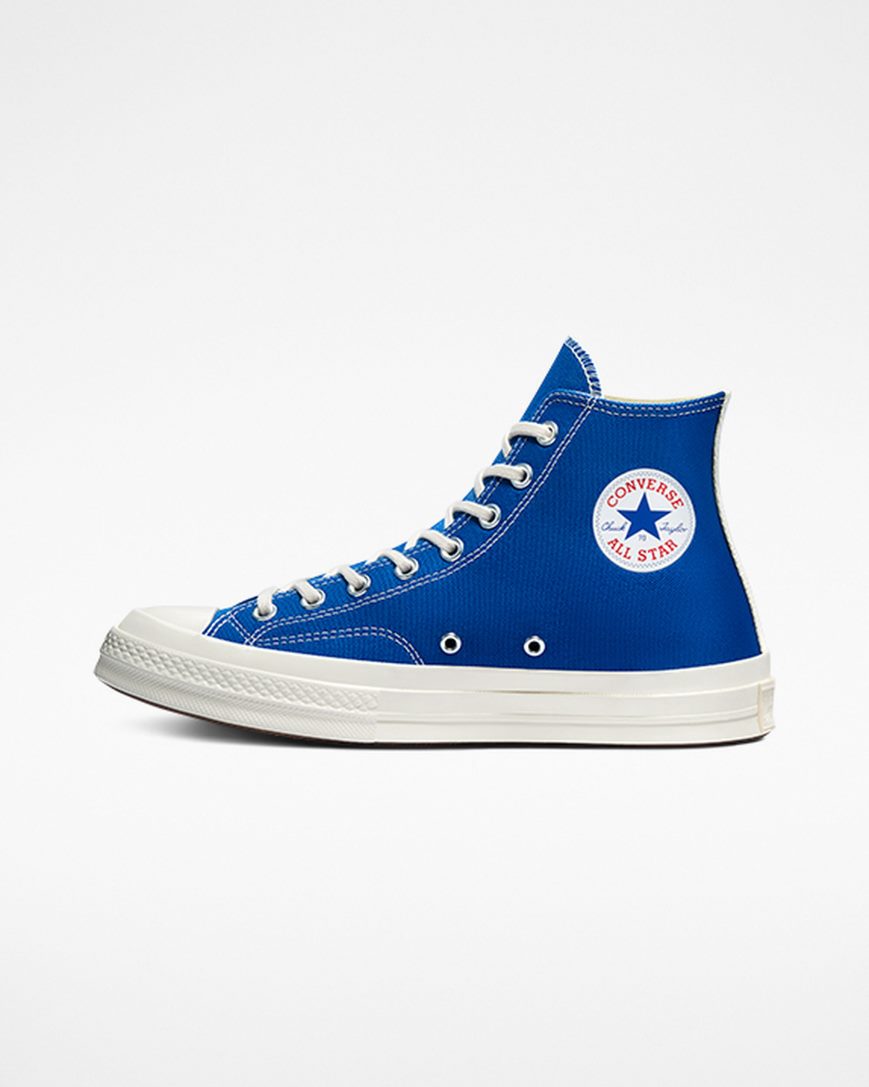 Men's Converse x Comme des Garçons PLAY Chuck 70 High Top Shoes Blue / Black | AU 4016CK